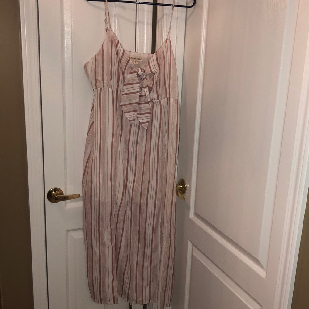 Pink and White Striped Midi Dress